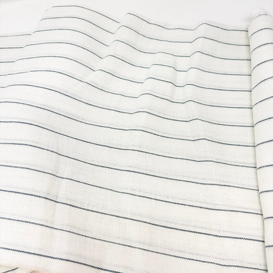 Appx 4 Yds x 108" Gray Stripe Open Weave Linen-Like Fabric