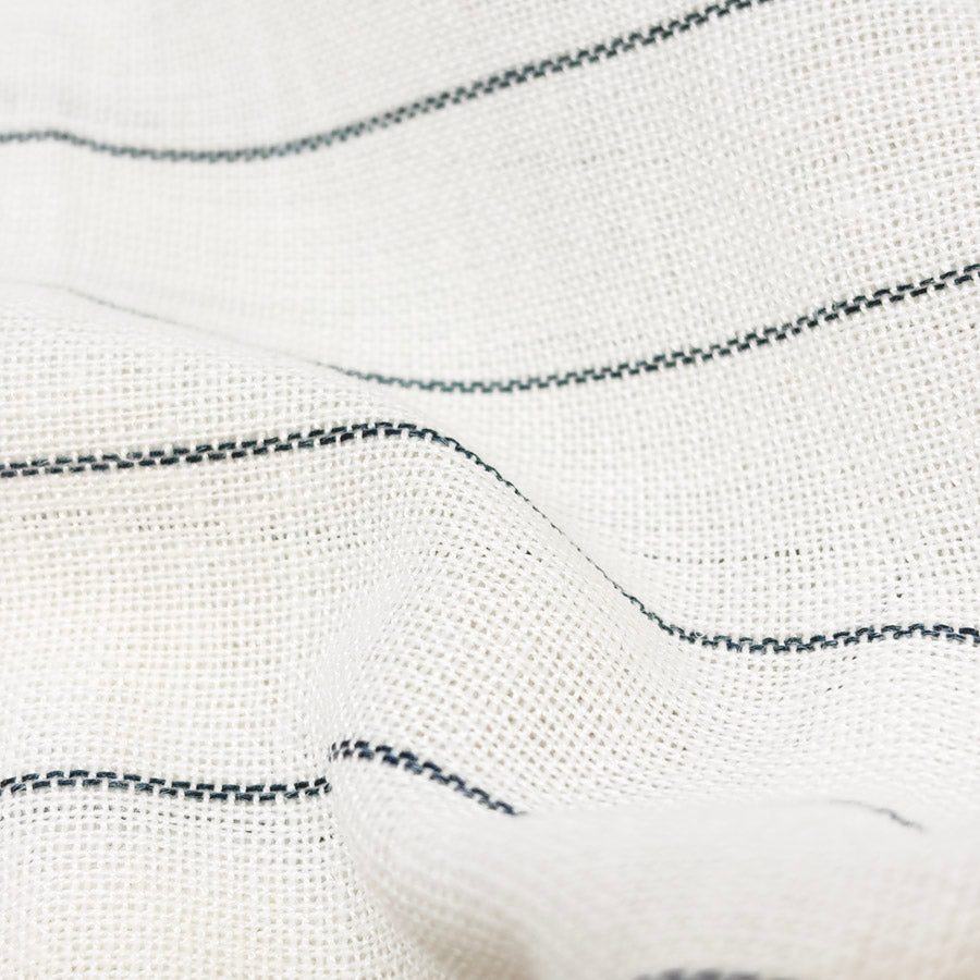 Appx 4 Yds x 108" Gray Stripe Open Weave Linen-Like Fabric