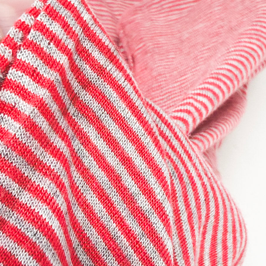 Appx 4 Yds Red and Gray Stripe Cotton Jersey Fabric