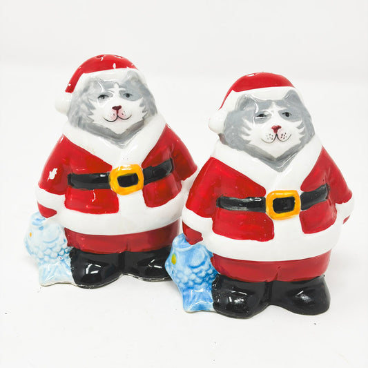 Santa Cats Salt & Pepper Shaker Set