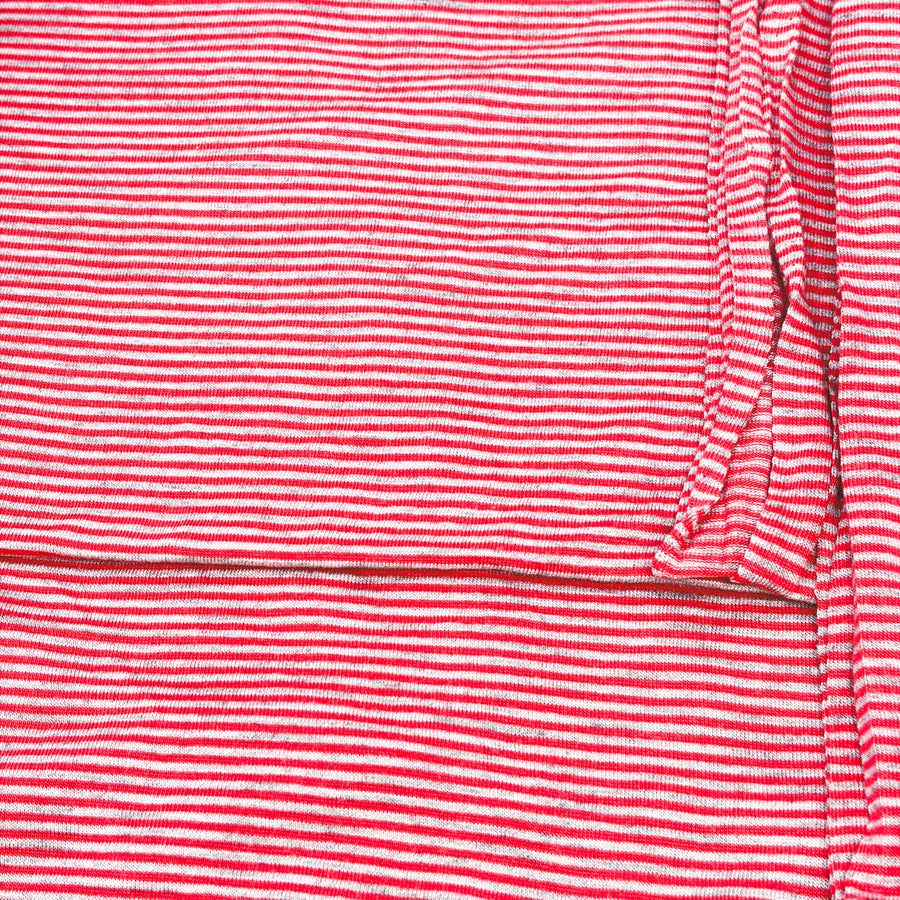 Appx 4 Yds Red and Gray Stripe Cotton Jersey Fabric