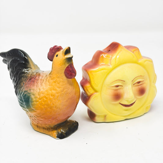 Rooster and Sun Salt & Pepper Shaker Set