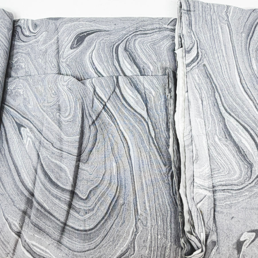 Appx 6 Yds Gray Marbled Cotton Fabric with Glitter Accent