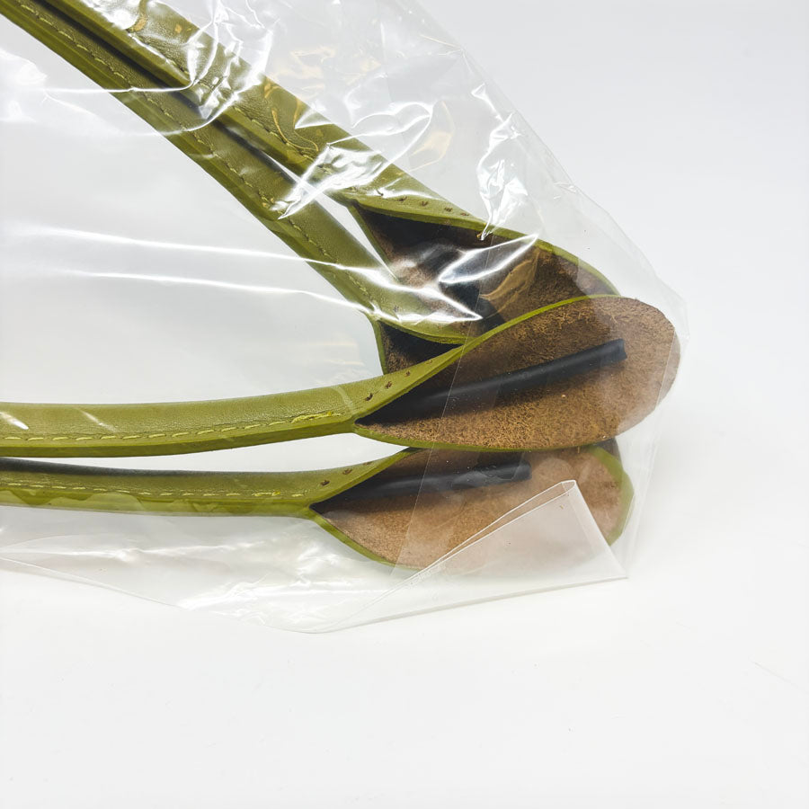 Green Faux Leather Bag Handles