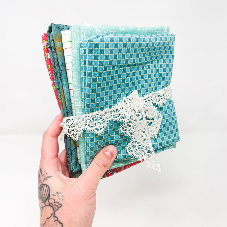 Aqua and Red Fabric Bundle
