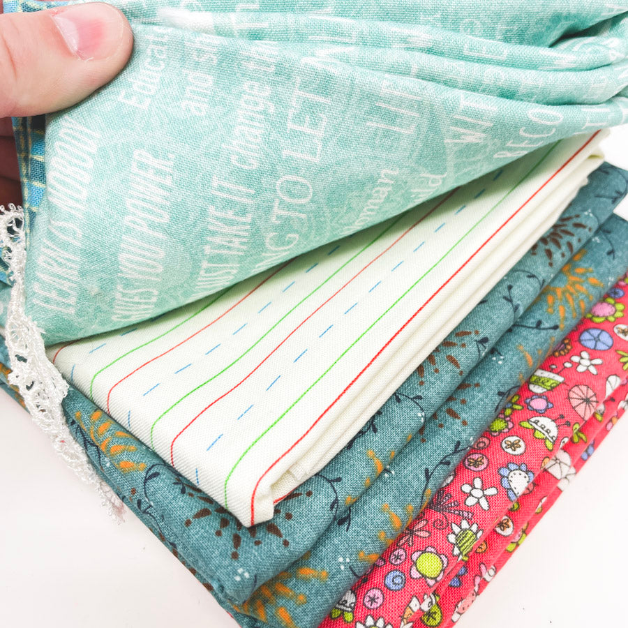 Aqua and Red Fabric Bundle