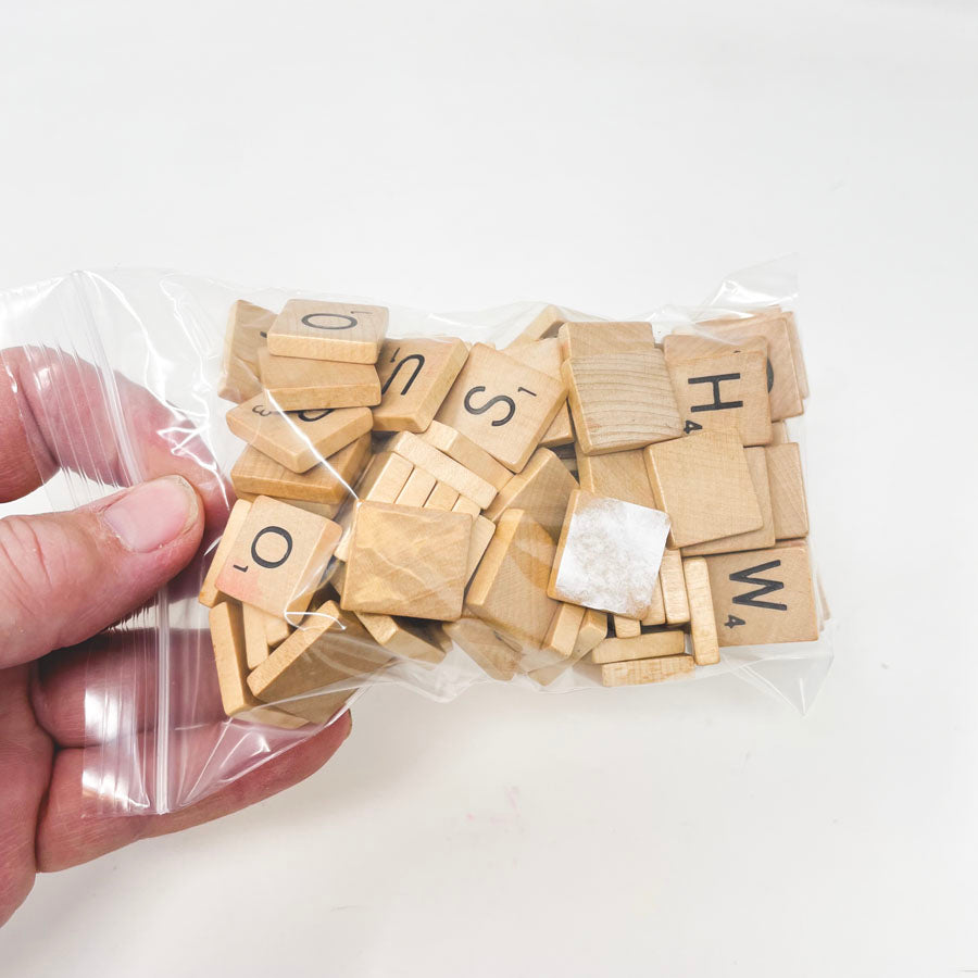 Scrabble Letter Tiles - Light Wood