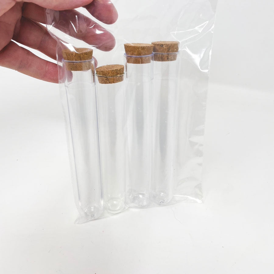 Four Plastic Test Tubes with Corks