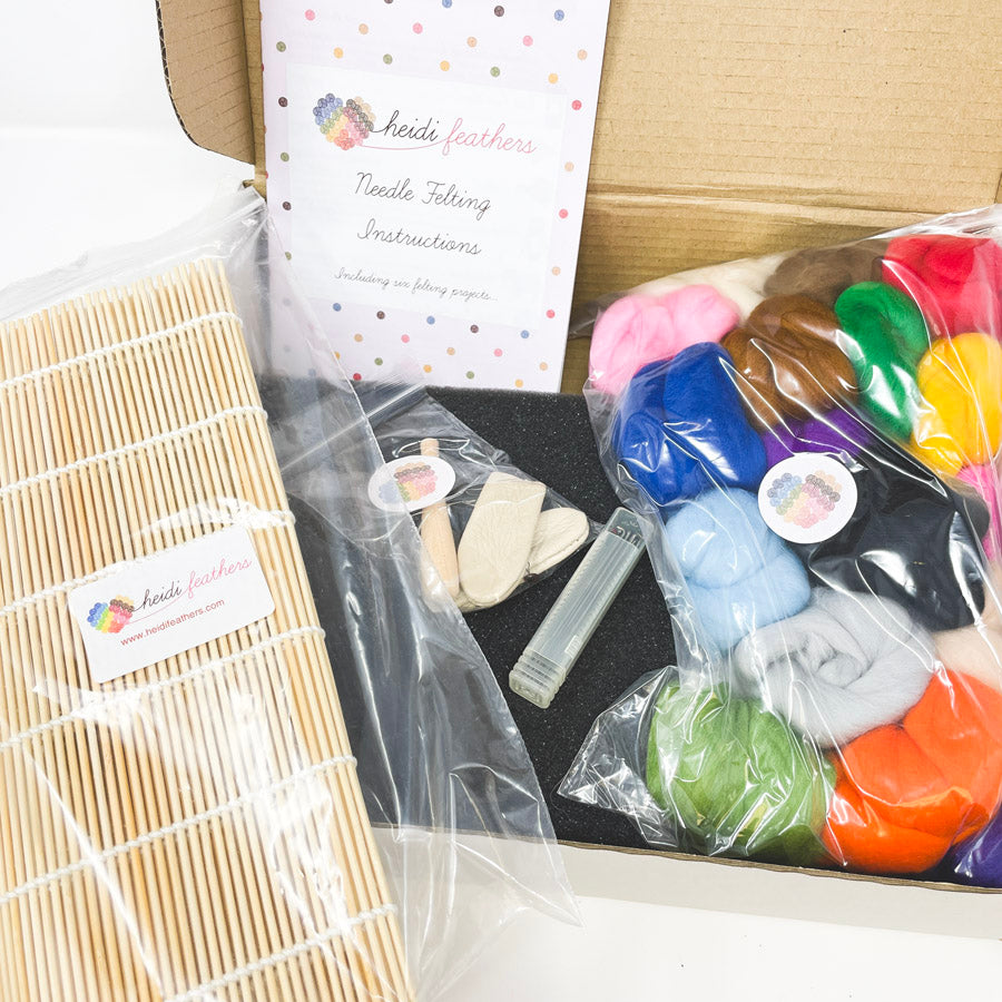 Heidi Feathers Needle Felting Kit with Bamboo Mat