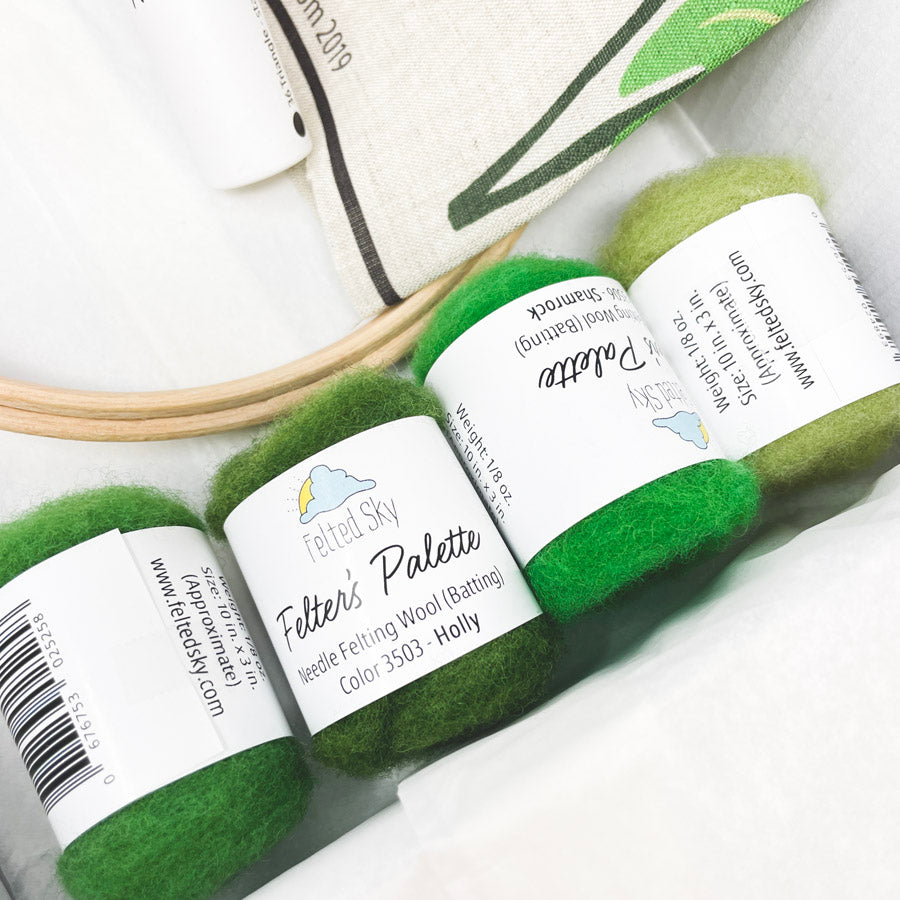 Felted Sky Monstera Hoop Needle Felting Kit