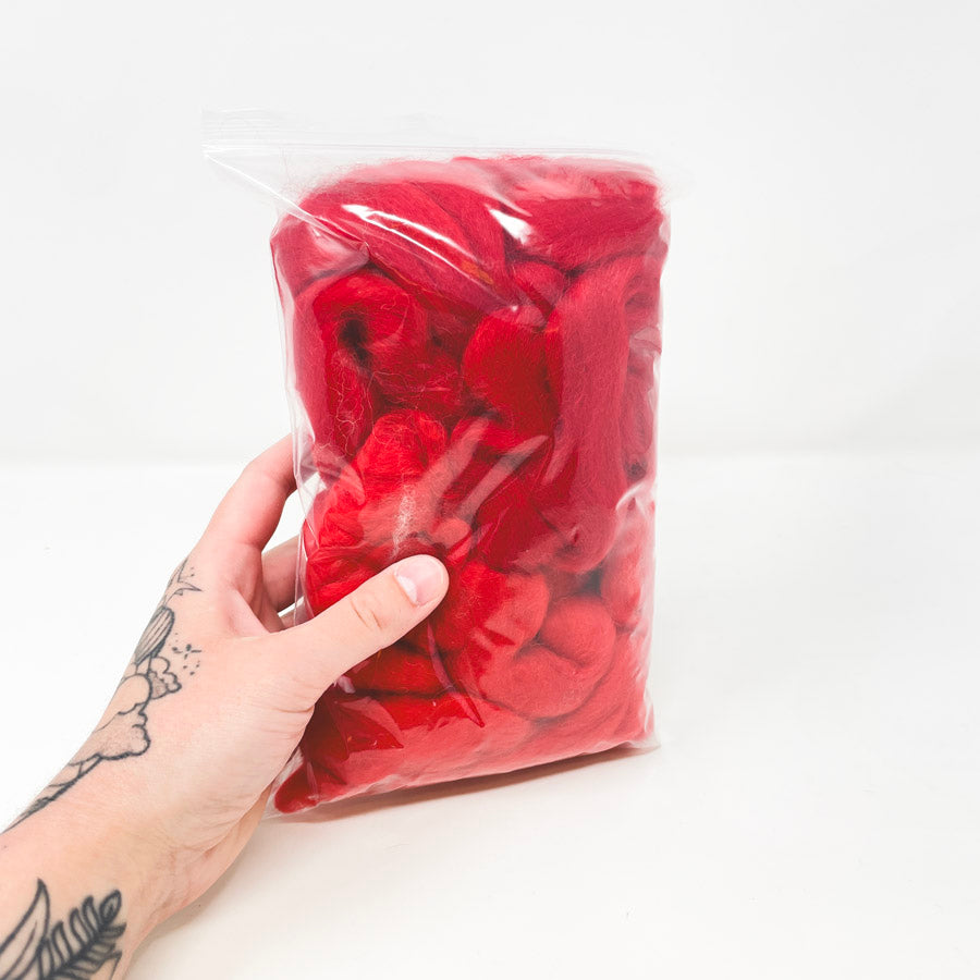 Mixed Reds Roving Bundle - 2.6 oz