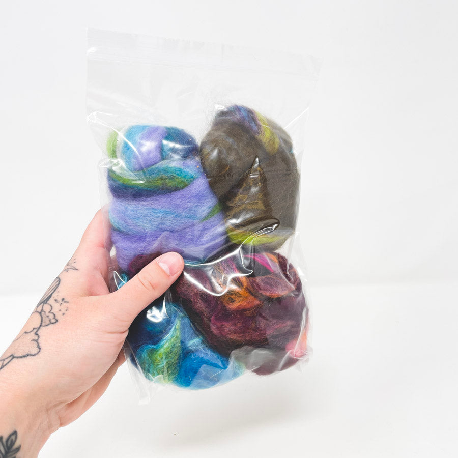 4 Marbled Roving Balls - 1.3 oz