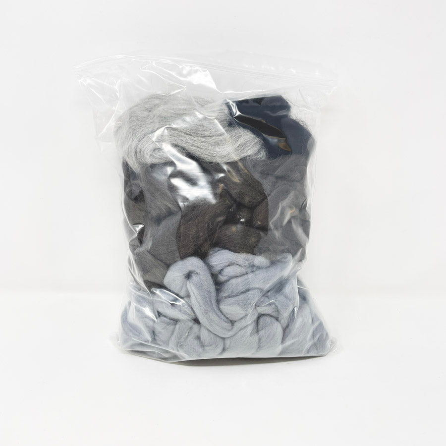 Black/Gray/Brown Roving Bundle - 5.5 oz