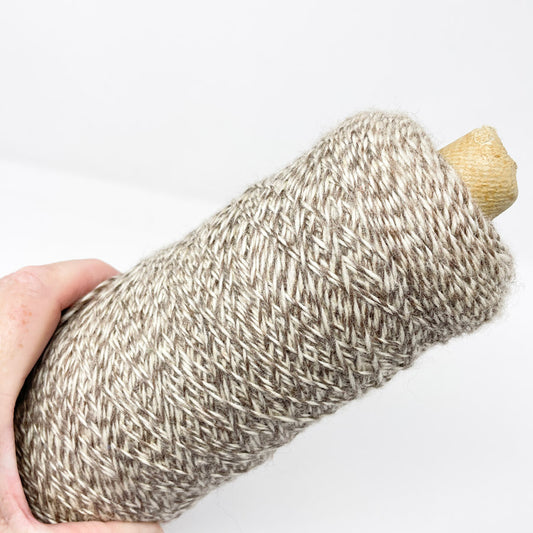 Cone of Wool Yarn - Brown and White