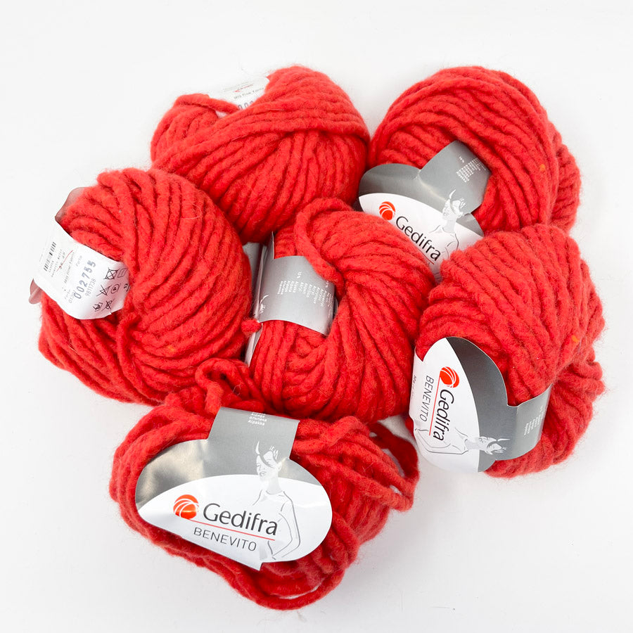 Gedifra Benevito Wool Blend Red Yarn Bundle (6)