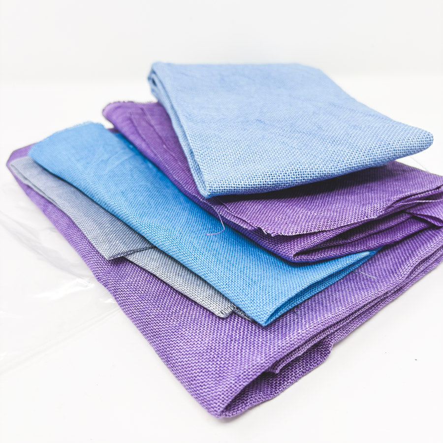 Bundle of Stiff Linen Blue & Lilac Cross Stitch Fabric