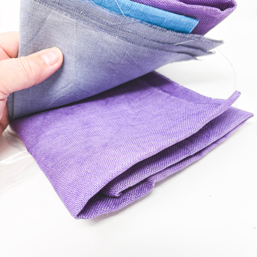 Bundle of Stiff Linen Blue & Lilac Cross Stitch Fabric