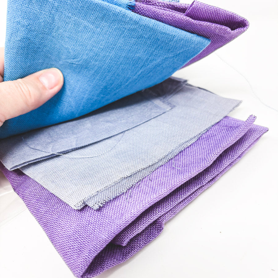 Bundle of Stiff Linen Blue & Lilac Cross Stitch Fabric