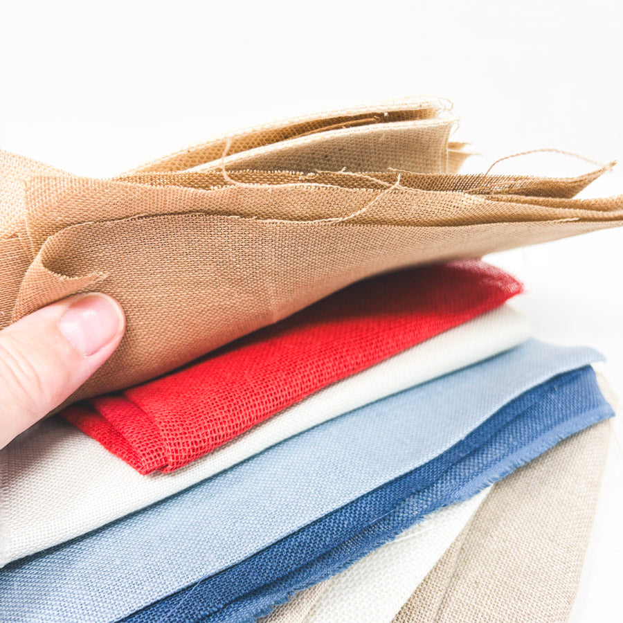 Big Bundle of Asst. Patriotic Colors Linen Cross Stitch Fabric