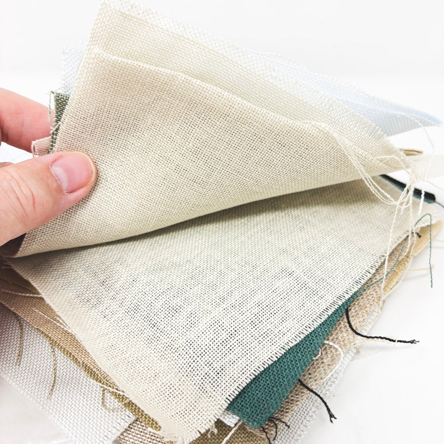 Big Bundle of Asst. Color Linen & Aida Cross Stitch Fabrics - Small Cuts