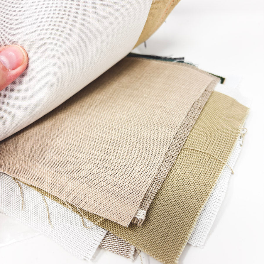 Big Bundle of Asst. Color Linen & Aida Cross Stitch Fabrics - Small Cuts