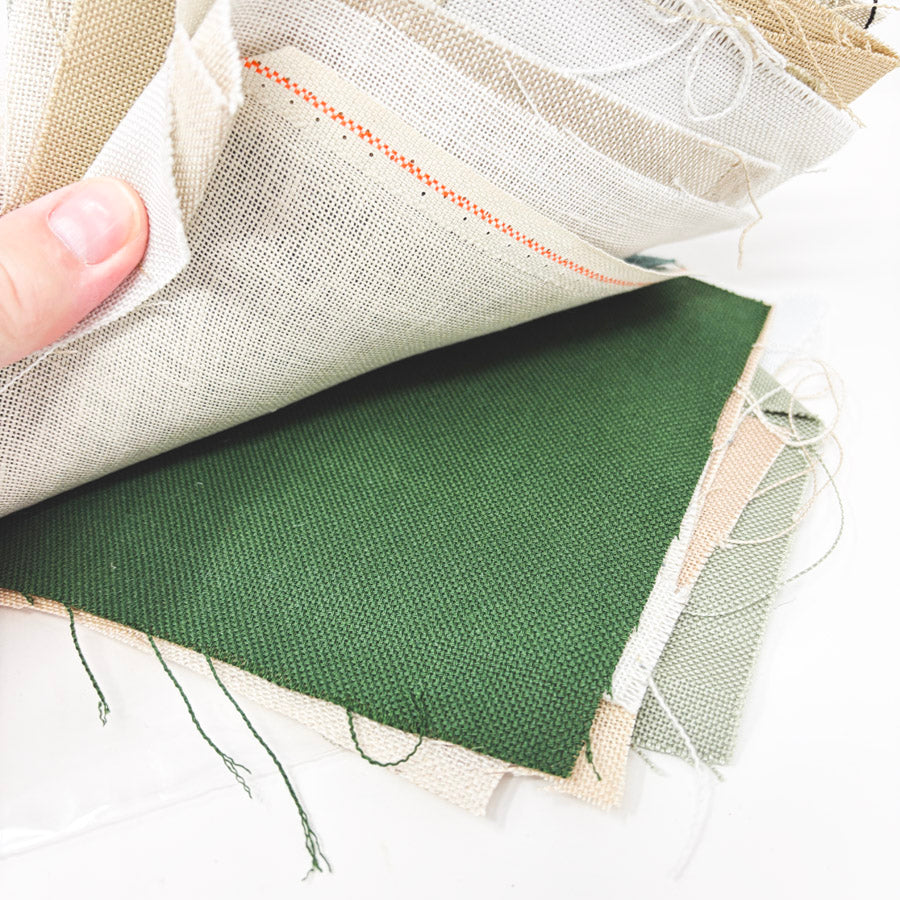 Big Bundle of Asst. Color Linen & Aida Cross Stitch Fabrics - Small Cuts