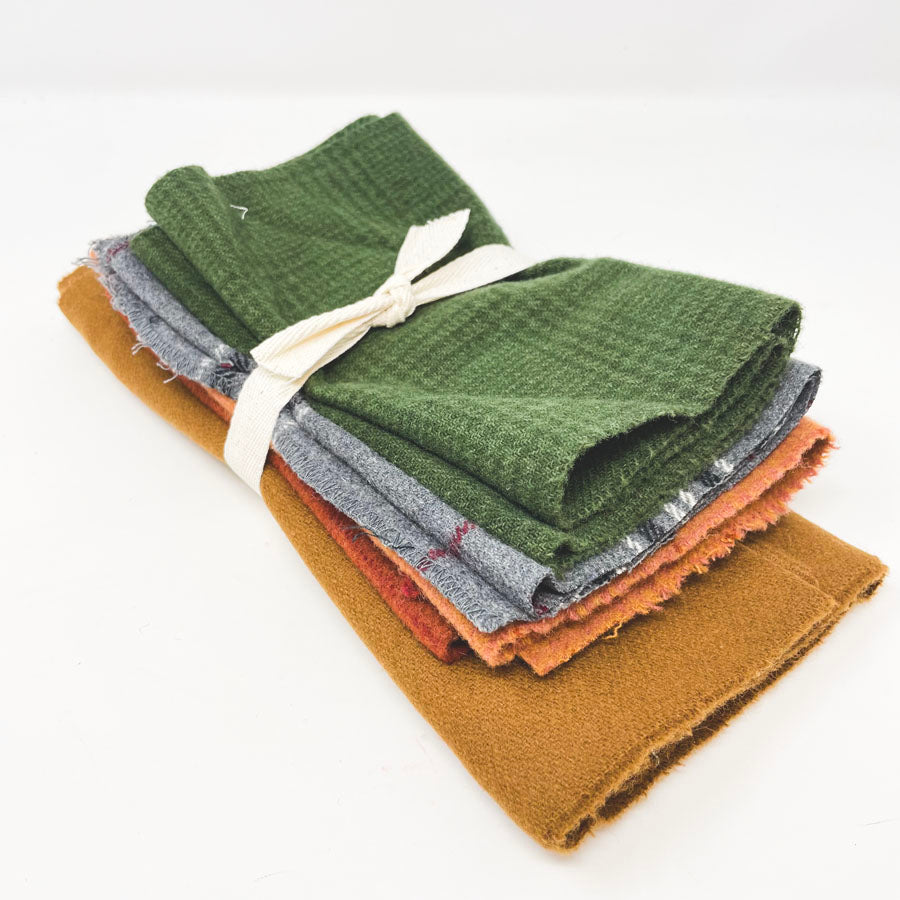 Green and Brown Wool Fabric Bundle