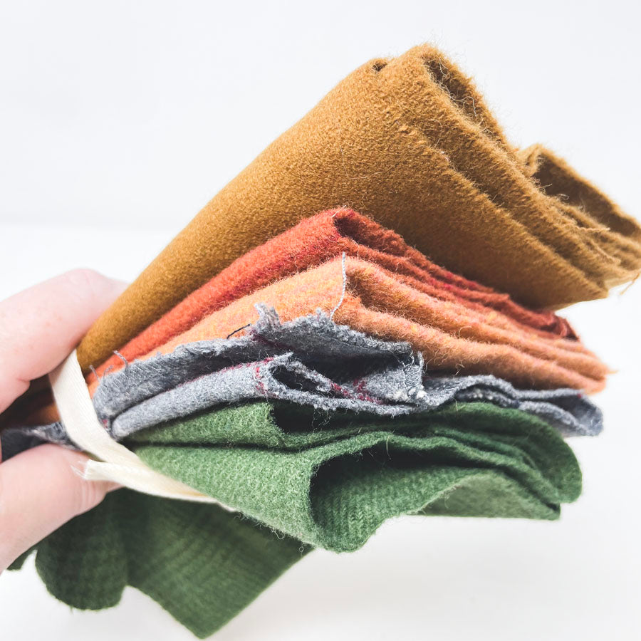 Green and Brown Wool Fabric Bundle