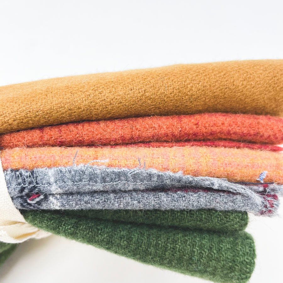 Green and Brown Wool Fabric Bundle