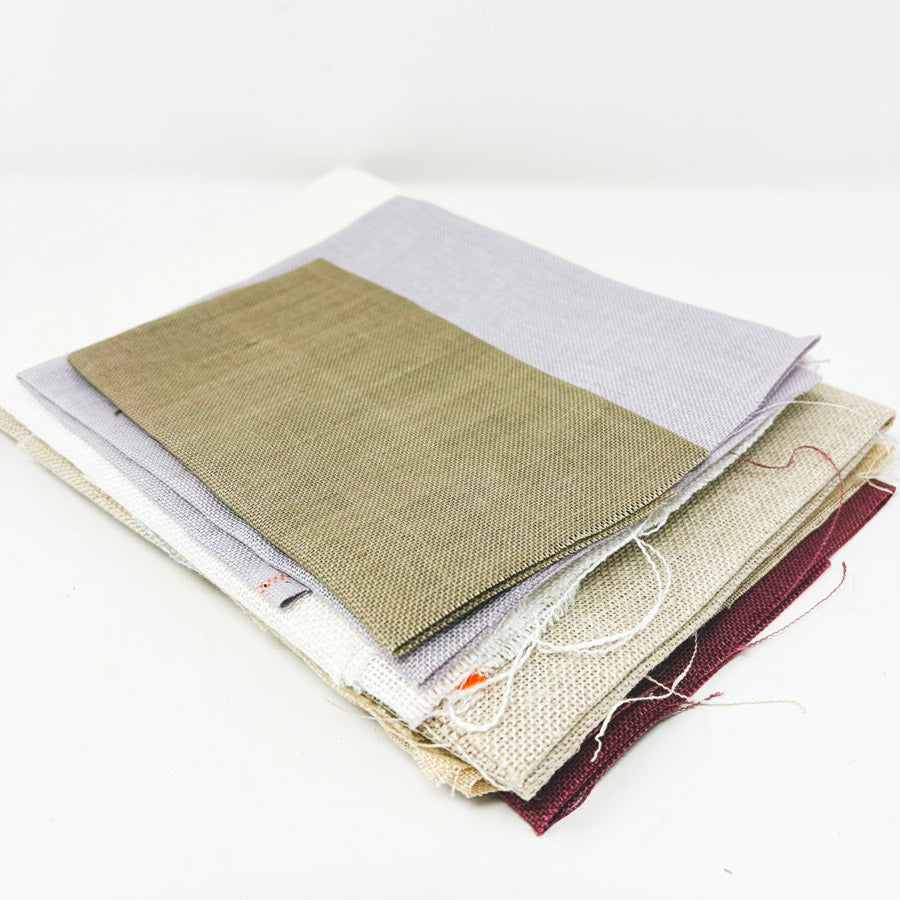 Bundle of Asst. Color Linen & Aida Cross Stitch Fabrics - Mixed Cuts