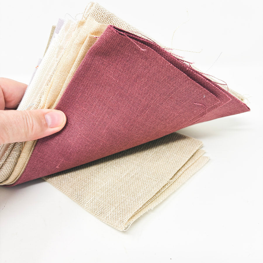 Bundle of Asst. Color Linen & Aida Cross Stitch Fabrics - Mixed Cuts