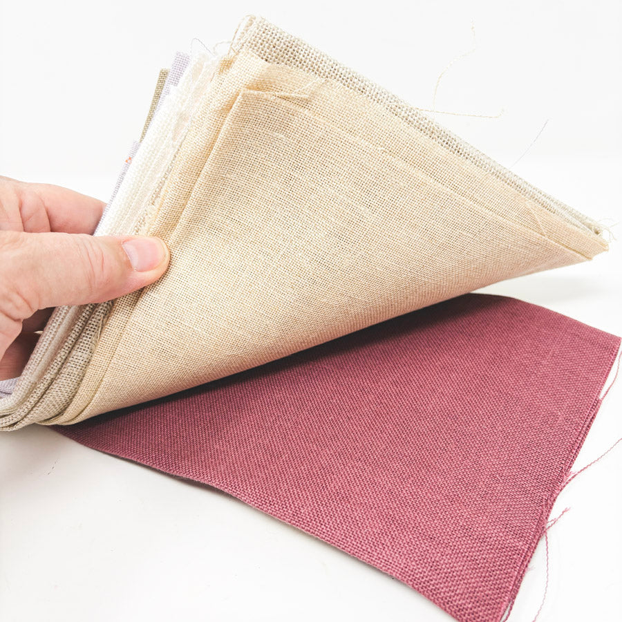 Bundle of Asst. Color Linen & Aida Cross Stitch Fabrics - Mixed Cuts