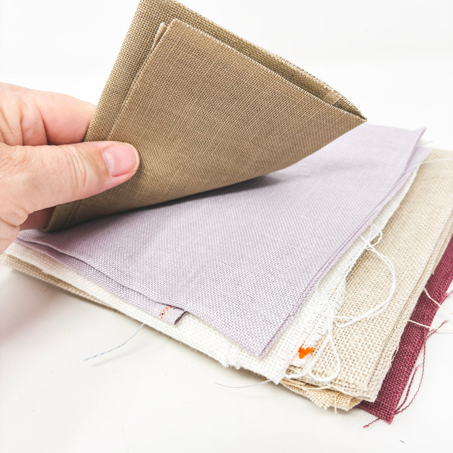 Bundle of Asst. Color Linen & Aida Cross Stitch Fabrics - Mixed Cuts