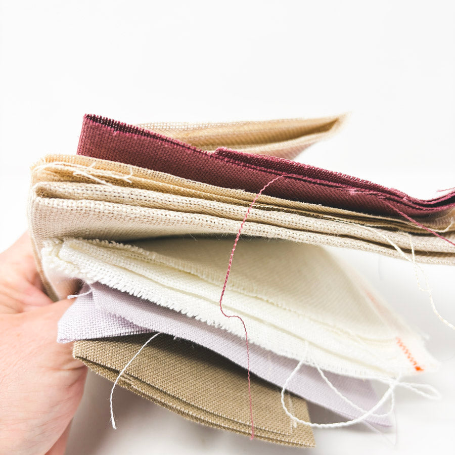 Bundle of Asst. Color Linen & Aida Cross Stitch Fabrics - Mixed Cuts