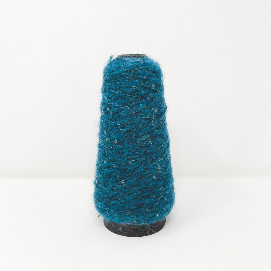 Cone of Turquoise Yarn with Sequins