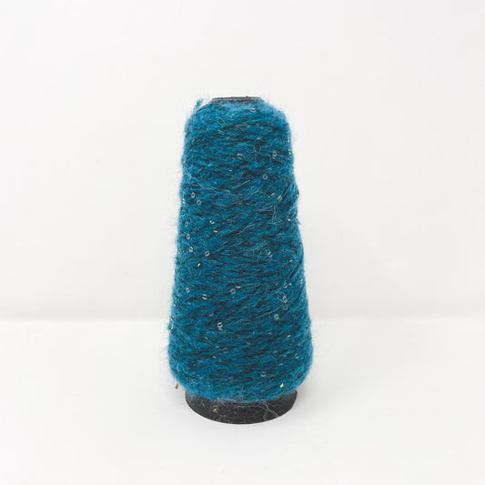 Cone of Turquoise Yarn with Sequins