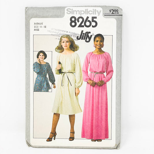 Vintage Simplicity Dress Sewing Pattern 8265 - Size 14-16