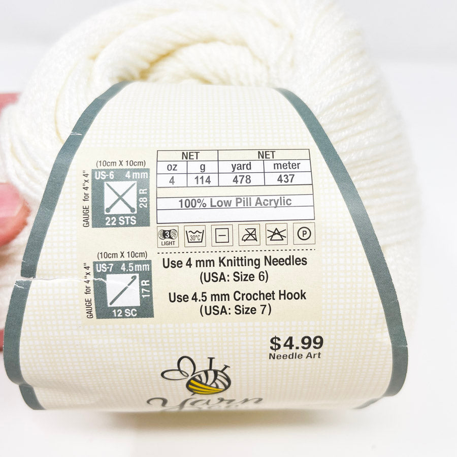 Yarn Bee Soft & Sleek DK Yarn – Ivory (1)