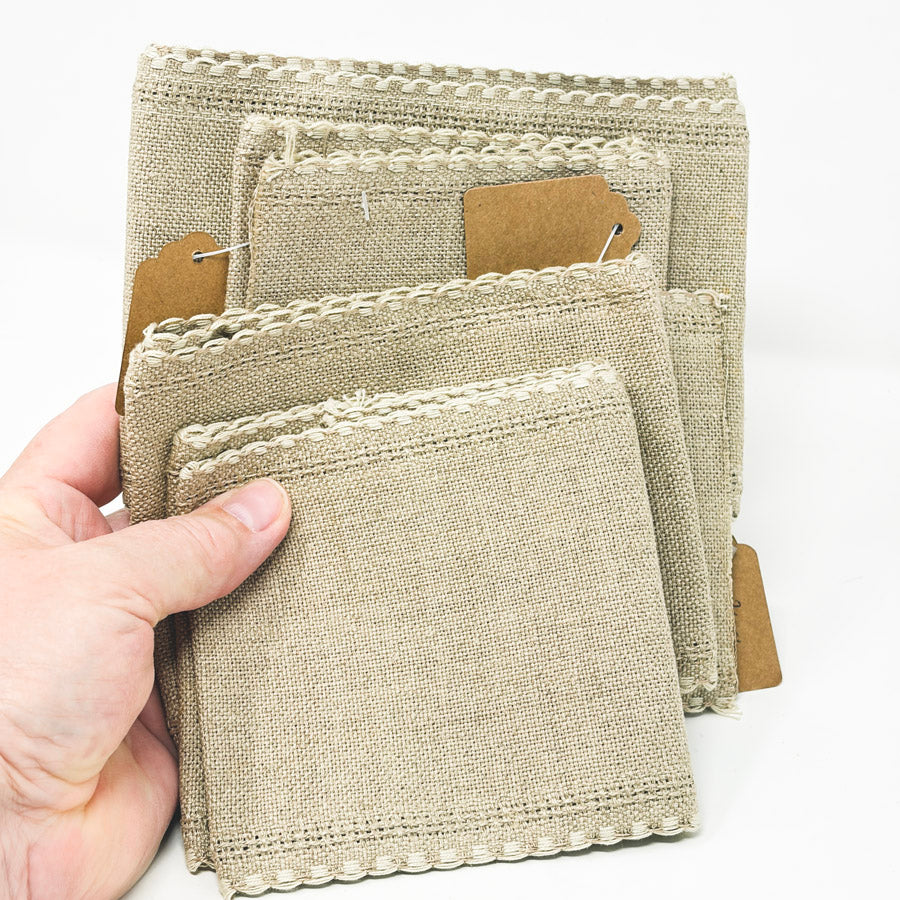 26 ct Tan Aida White Scallop Edge Banding