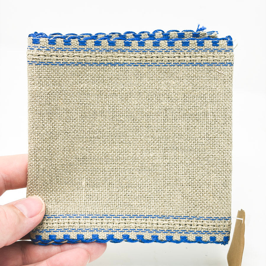 26 ct Tan with Blue Scallop Aida Banding – 4.75" x 34"