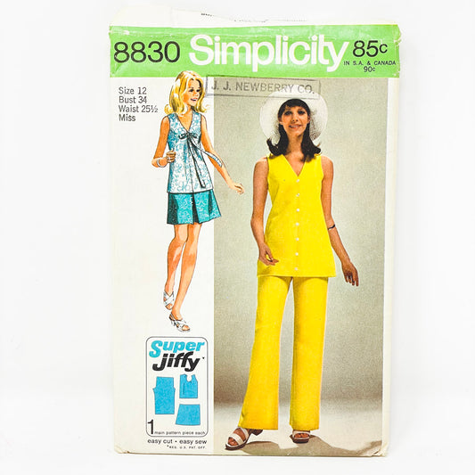 Vintage Simplicity Pant Set Sewing Pattern 8830 - Size 12
