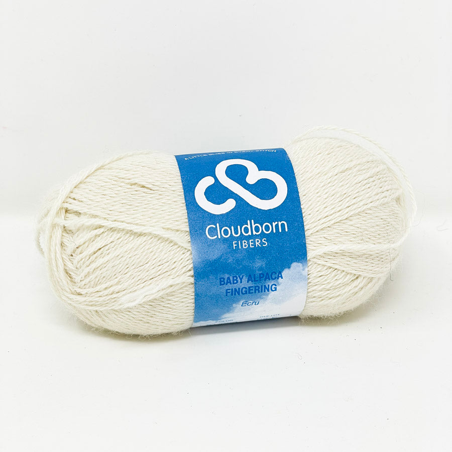 Cloudborn Fibers Baby Alpaca Fingering Yarn – Ecru