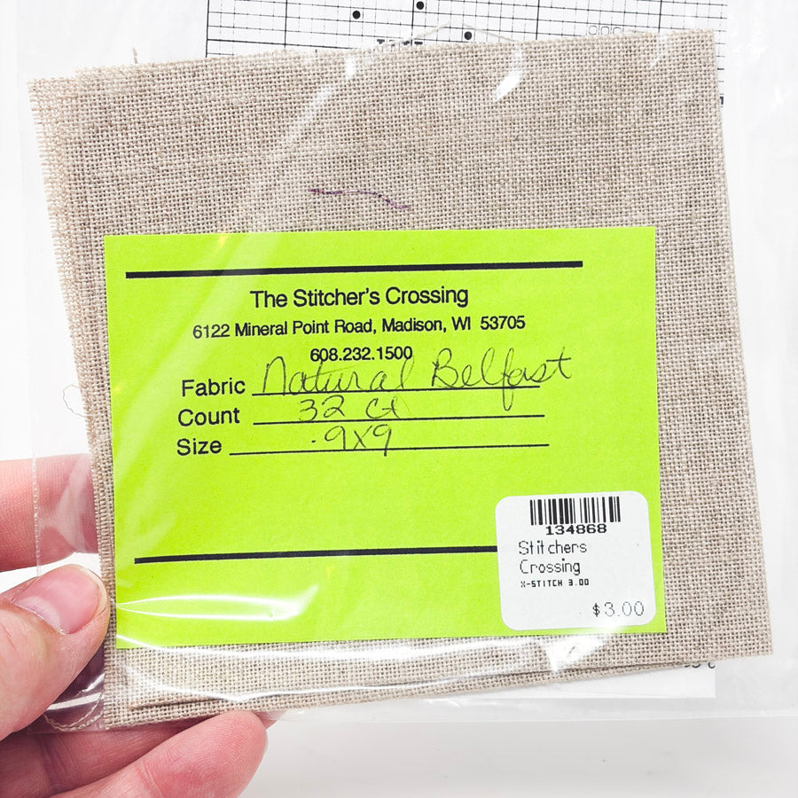 32 Count Natural Belfast Linen Fabric – 9" x 9"