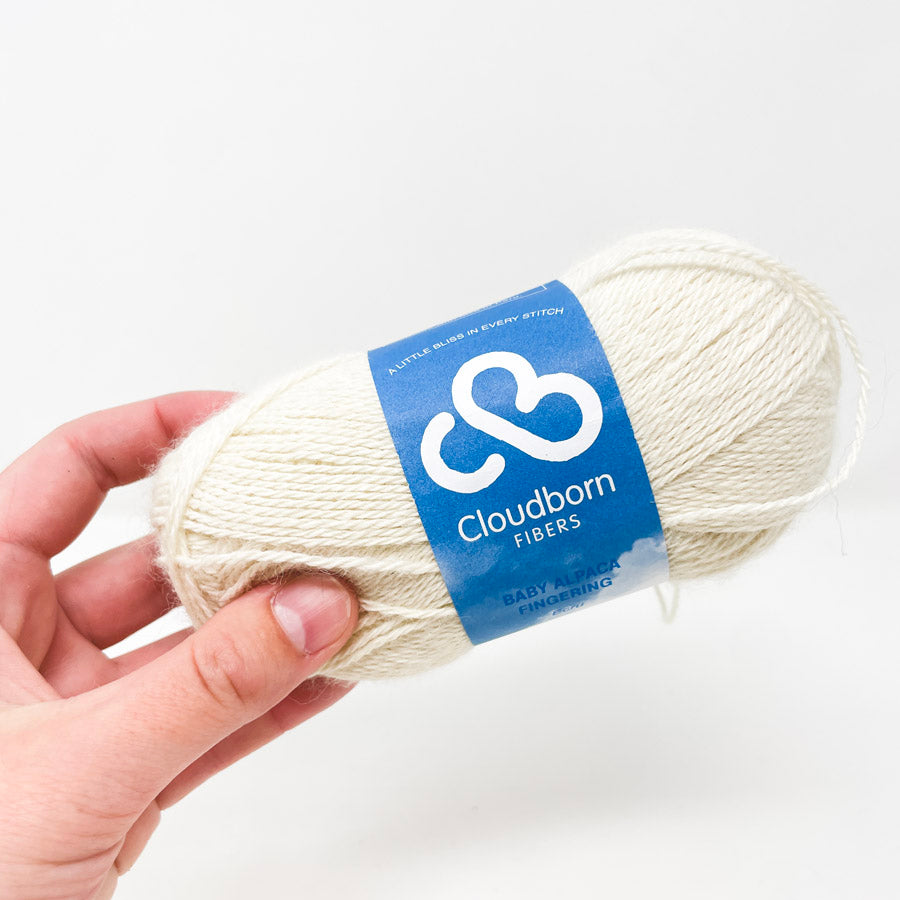 Cloudborn Fibers Baby Alpaca Fingering Yarn – Ecru