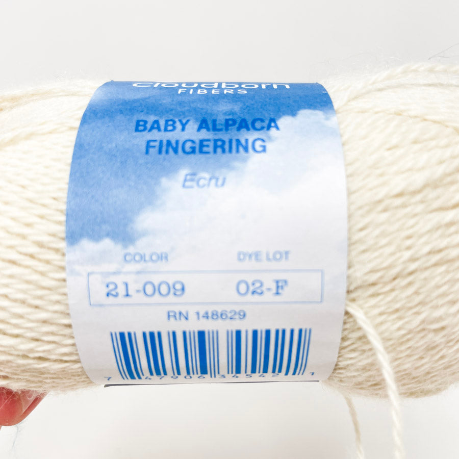 Cloudborn Fibers Baby Alpaca Fingering Yarn – Ecru