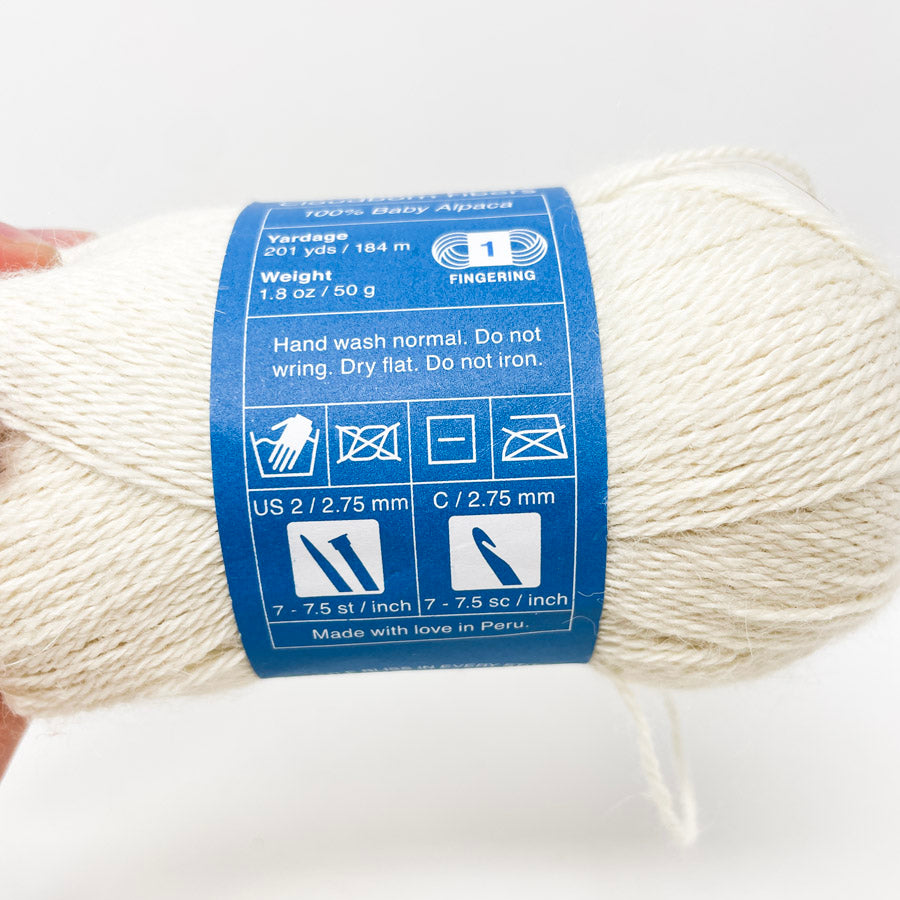 Cloudborn Fibers Baby Alpaca Fingering Yarn – Ecru