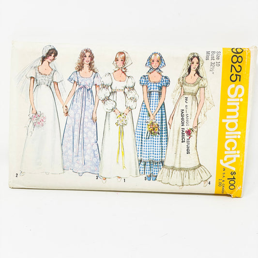 Vintage Simplicity Wedding Dress Sewing Pattern 9825 - Size 10