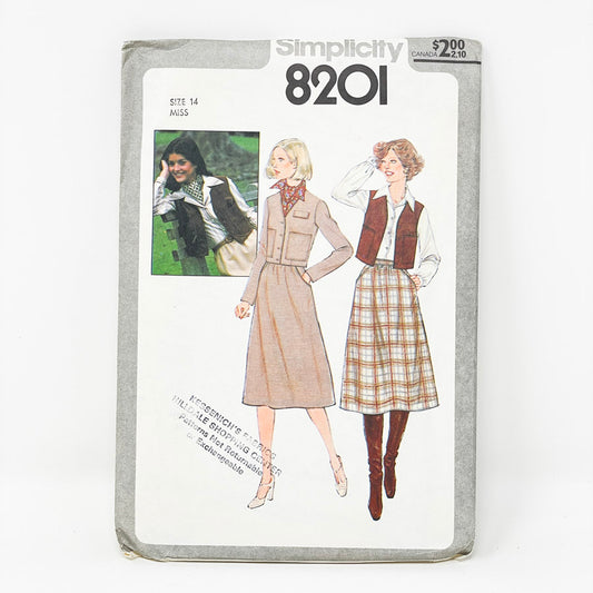 Vintage Simplicity Skirt Set Sewing Pattern 8201 - Size 14