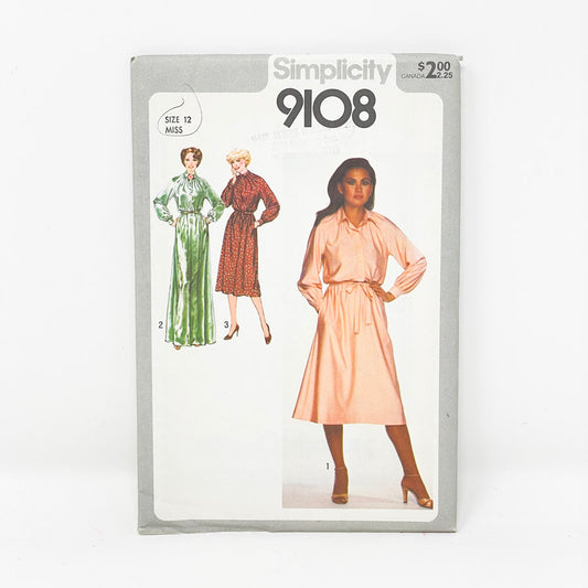 Vintage Simplicity Dress Sewing Pattern 9108 - Size 12