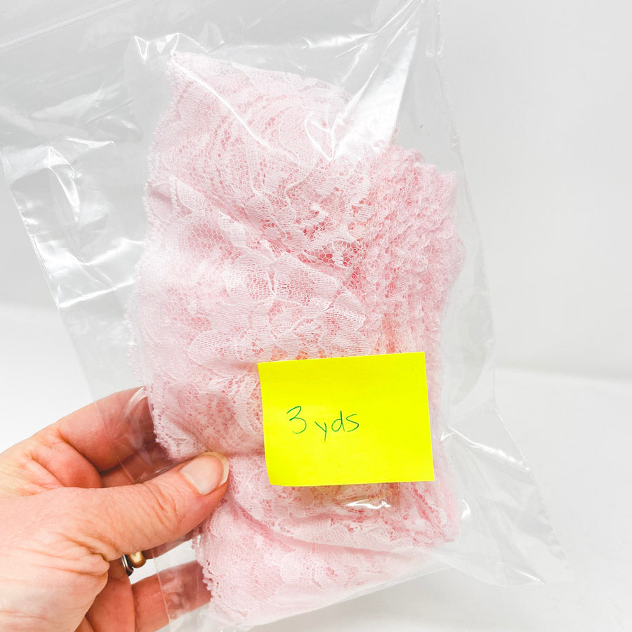 Soft Pink Floral Lace Trim- 3 yards, 3" Wide